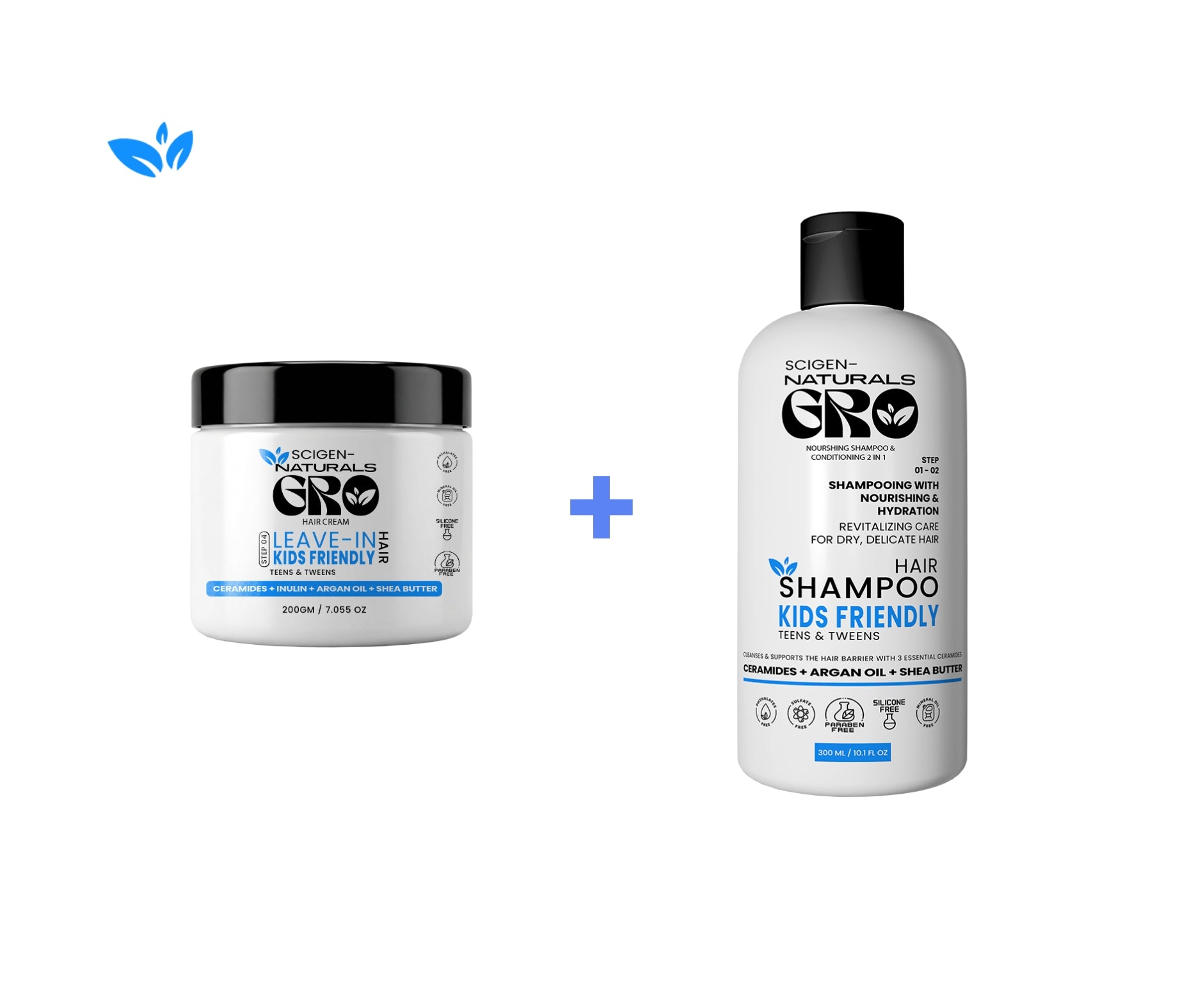 Scigen Naturals Gro the first hair barrier care brand for kids, teens and tweens dry hair, curly hair and swimmers' hair with 3 essential ceramides