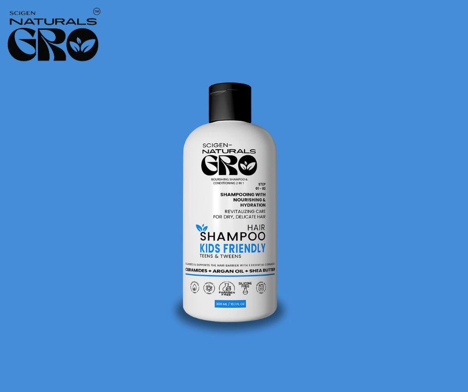 Gentle cleansing that supports the hair barrier with 3 essential ceramides for dry & curly hair. Kids, Tween & Teens friendly. Free from all harmful ingredients (Sulfate Free, Paraben Free, Mineral Oils Free, Phthalate Free, Silicone Free). Keeps hair soft, hydrated, and easy to manage. Scigen Naturals GRO Hydrating & Nourishing Shampoo is a science-based barrier care formula. Dermatologists Recommended 